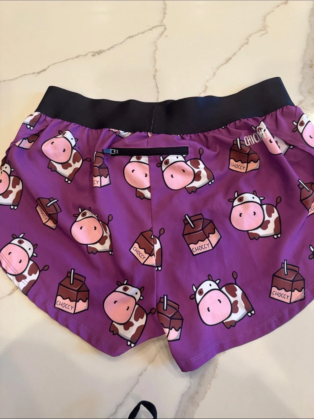 Women's Chickenlegs Purple Cow Print Athletic Shorts